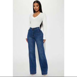 Fashion Nova Dark Blue Flare Jeans